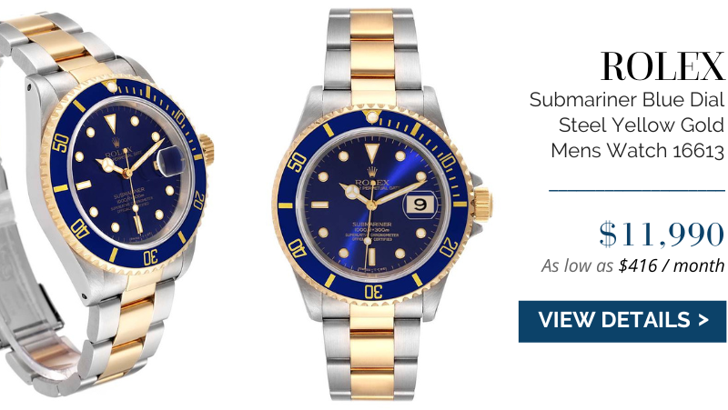 Rolex Submariner Blue Dial Steel Yellow Gold Mens Watch 16613