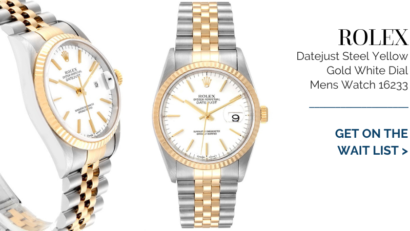 Rolex Datejust Steel Yellow Gold White Dial Mens Watch 16233