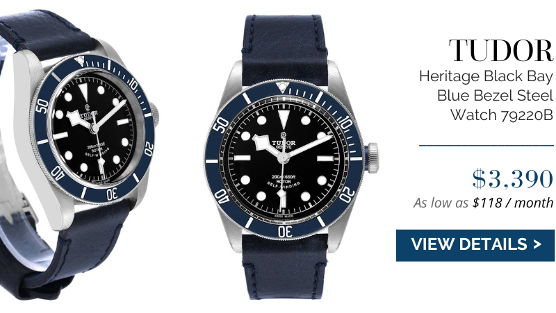 Tudor Heritage Black Bay Blue Bezel Steel Watch 79220B
