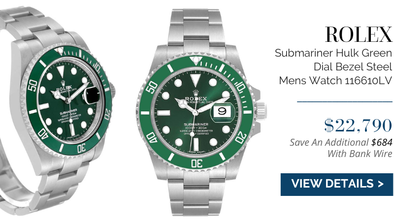 Rolex Submariner Hulk Green Dial Bezel Steel Mens Watch 116610LV