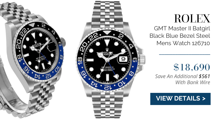 Rolex GMT Master II Batgirl Black Blue Bezel Steel Mens Watch 126710