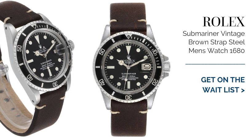 Rolex Submariner Vintage Brown Strap Steel Mens Watch 1680