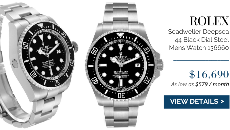 Rolex Seadweller Deepsea 44 Black Dial Steel Mens Watch 136660