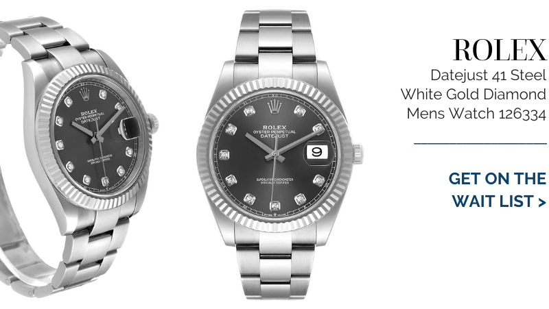 Rolex Datejust 41 Steel White Gold Diamond Mens Watch 126334