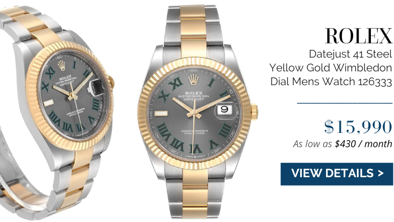 Rolex Datejust 41 Steel Yellow Gold Wimbledon Dial Mens Watch 126333