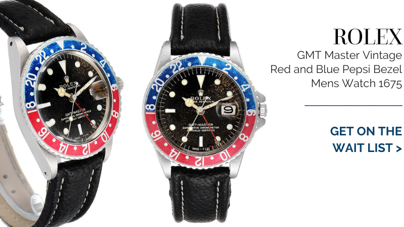 Rolex GMT Master Vintage Red and Blue Pepsi Bezel Mens Watch 1675