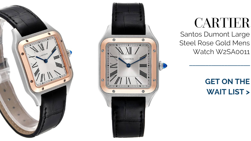 Cartier Santos Dumont Large Steel Rose Gold Mens Watch W2SA0011