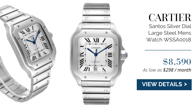 Cartier Santos Silver Dial Large Steel Mens Watch WSSA0018