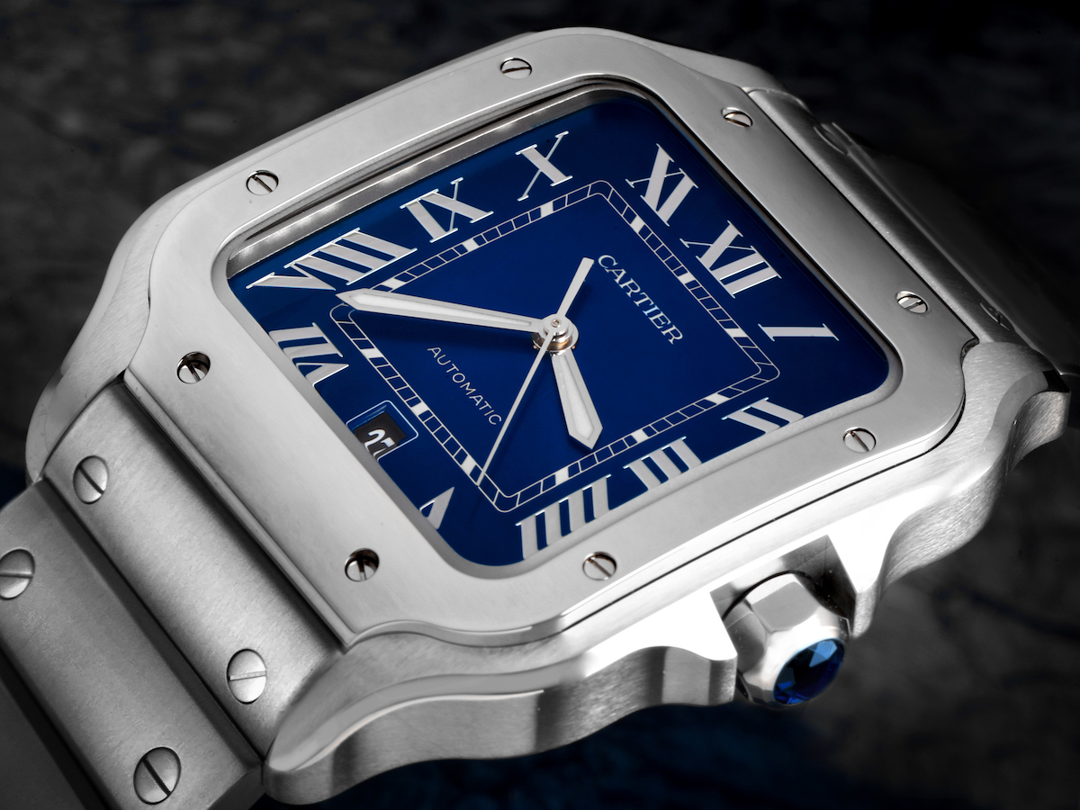 All the photos are of the actual watch for saleCartier Santos Blue Dial Steel Mens Watch WSSA0030