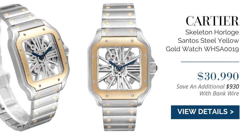 Cartier Skeleton Horloge Santos Steel Yellow Gold Watch WHSA0019