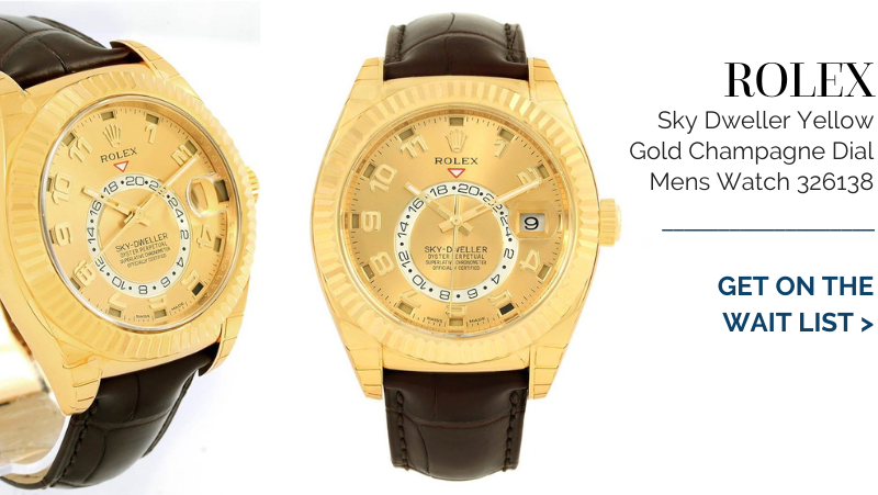 Rolex Sky Dweller Yellow Gold Champagne Dial Mens Watch 326138
