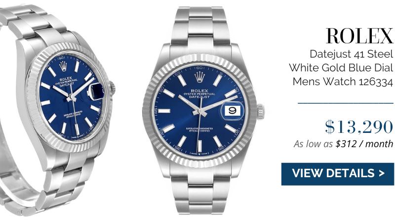 Rolex Datejust 41 Steel White Gold Blue Dial Mens Watch 126334