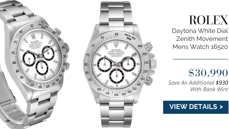 Rolex Daytona White Dial Zenith Movement Steel Mens Watch 16520