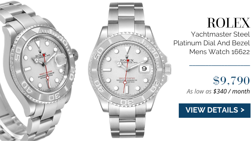 Rolex Yachtmaster Steel Platinum Dial Platinum Bezel Mens Watch 16622