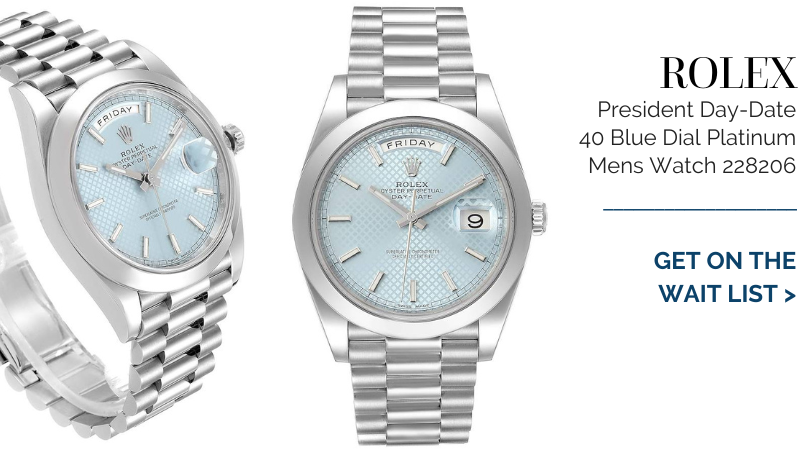 Rolex President Day-Date 40 Blue Dial Platinum Mens Watch 228206