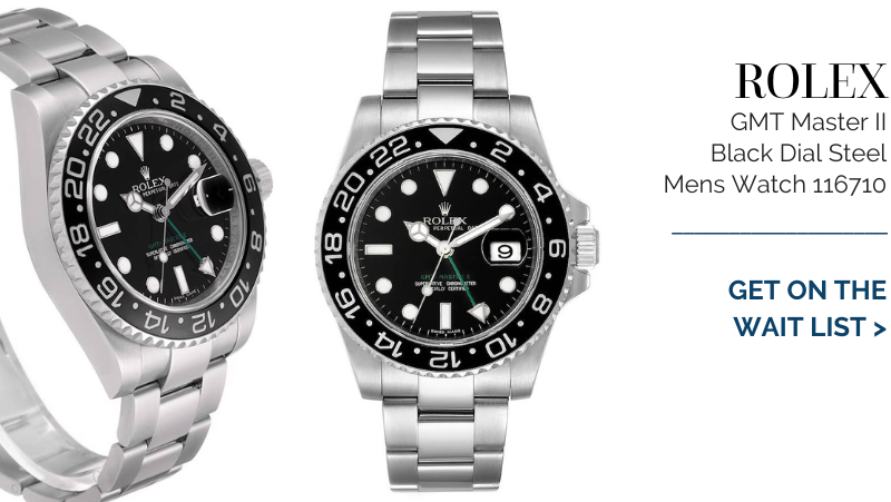 Rolex GMT Master II Black Dial Steel Mens Watch 116710