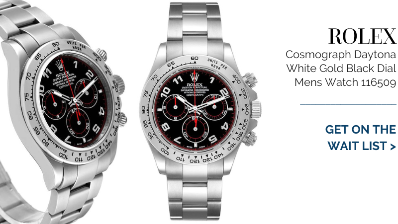 All photos are of the actual watch in stock Rolex Cosmograph Daytona 18K White Gold Black Dial Mens Watch 116509