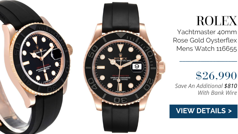 Rolex Yachtmaster 40mm Rose Gold Oysterflex Bracelet Mens Watch 116655