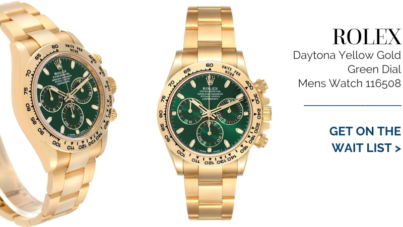 Rolex Daytona Yellow Gold Green Dial Mens Watch 116508