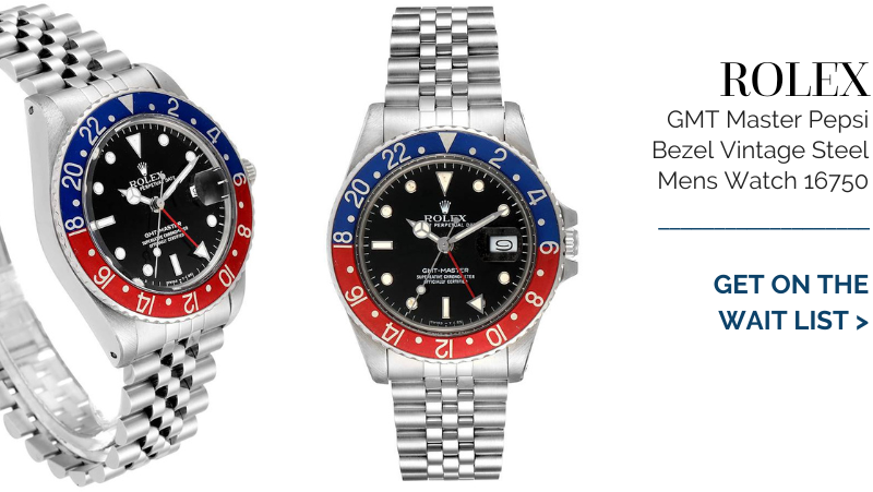 Rolex GMT Master Pepsi Bezel Vintage Steel Mens Watch 16750