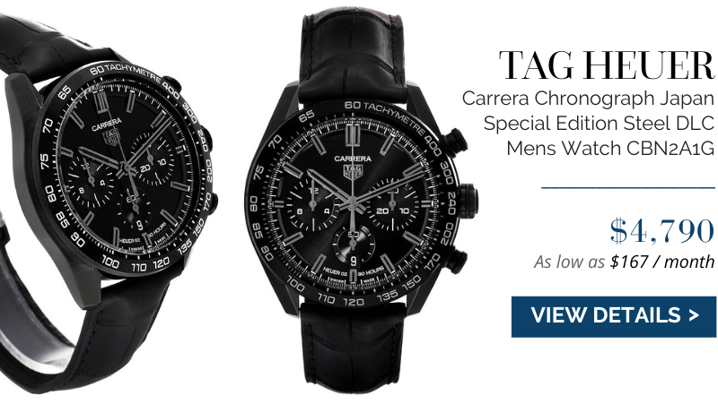  Tag Heuer Carrera Chronograph Japan Special Edition Steel DLC Mens Watch CBN2A1G