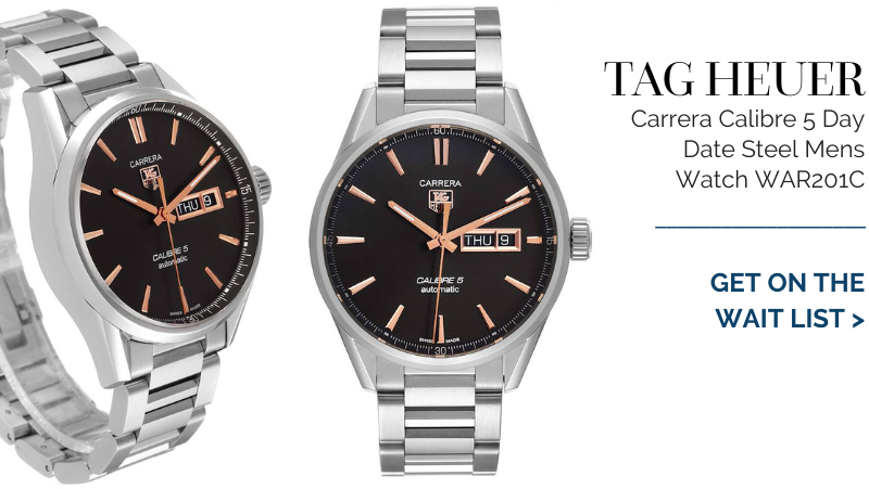 Tag Heuer Carrera Calibre 5 Day Date Steel Mens Watch WAR201C 