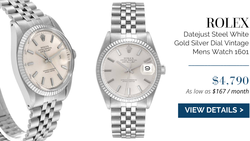 Rolex Datejust Steel White Gold Silver Dial Vintage Mens Watch 1601