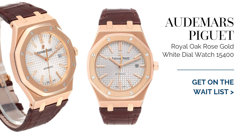 Audemars Piguet Royal Oak Rose Gold White Dial Mens Watch 15400