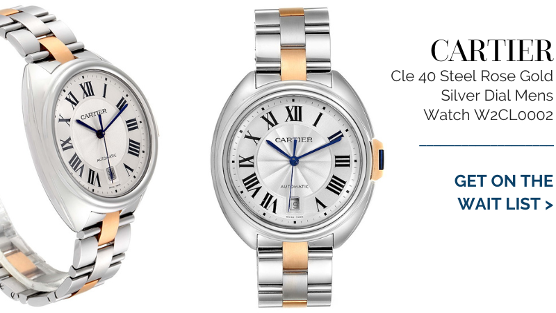 Cartier Cle 40 Steel Rose Gold Silver Dial Mens Watch W2CL0002