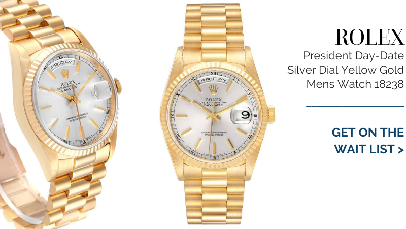 Rolex President Day-Date Silver Dial Yellow Gold Mens Watch 18238