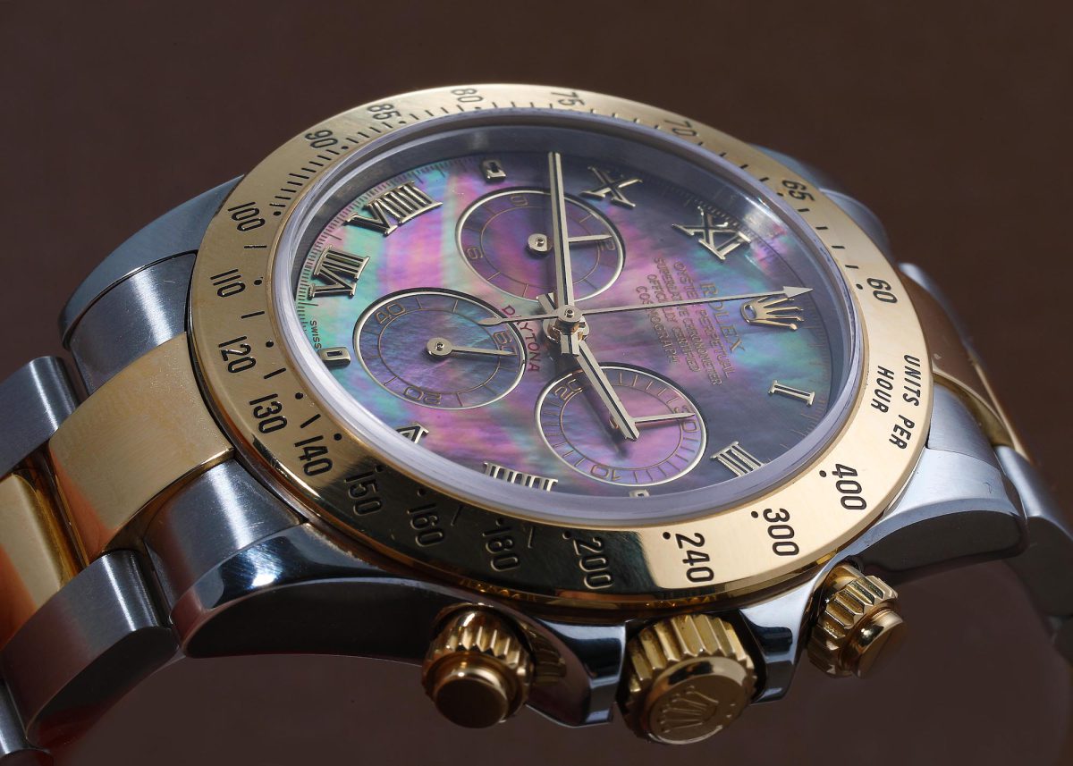 Rolex Daytona Steel Yellow Gold MOP Dial Chronograph Mens Watch 116523