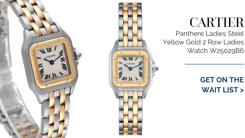 Cartier Panthere Ladies Steel Yellow Gold 2 Row Ladies Watch W25029B6