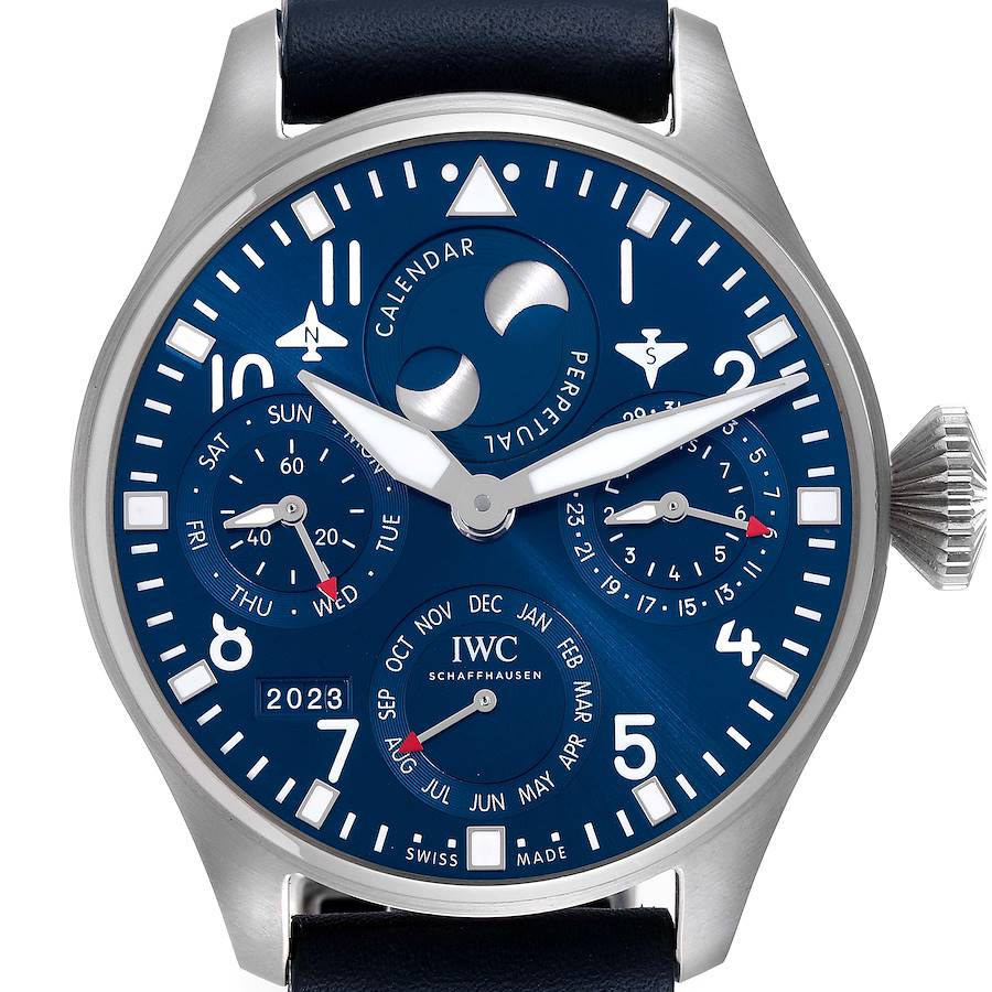 IWC Pilot Perpetual Calendar Blue Dial Steel Mens Watch IW503605