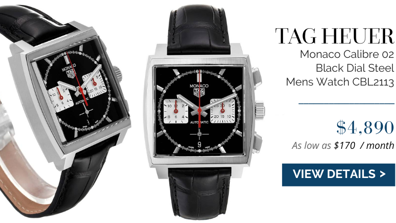 Tag Heuer Monaco Calibre 02 Black Dial Steel Mens Watch CBL2113 