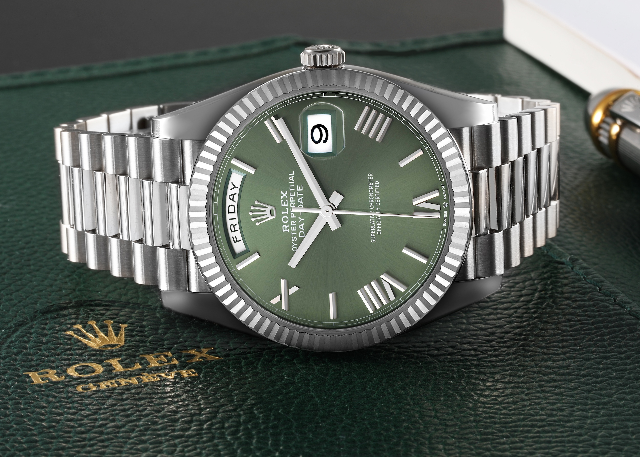 Rolex President Day-Date 40 Green Dial White Gold Mens Watch 228239