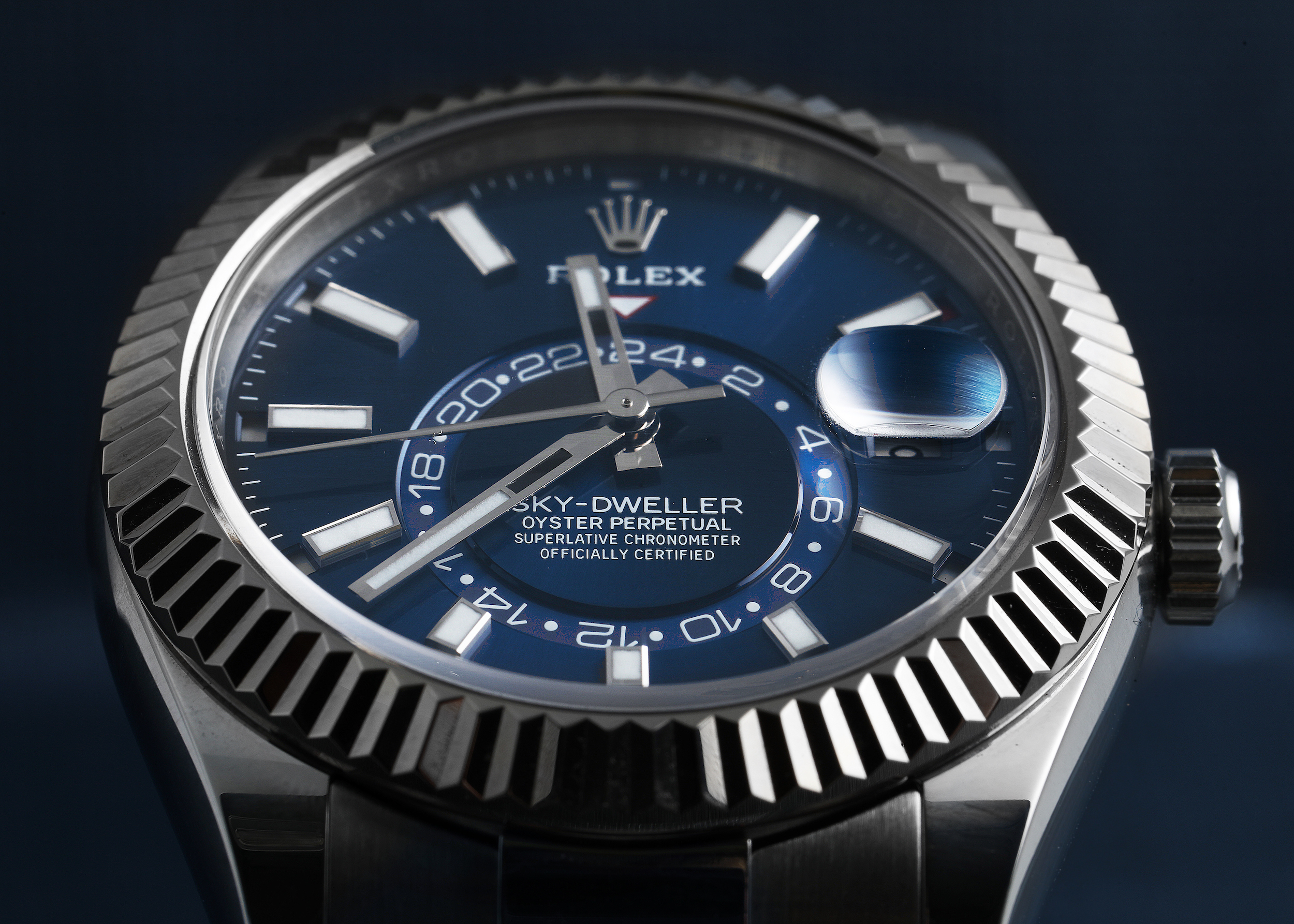 Rolex Sky-Dweller Blue Dial Steel White Gold Mens Watch 326934