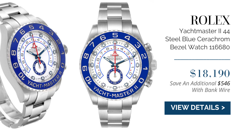 Rolex Yachtmaster II 44 Steel Blue Cerachrom Bezel Mens Watch 116680