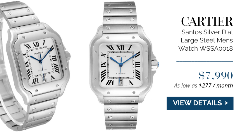 Cartier Santos Silver Dial Large Steel Mens Watch WSSA0018