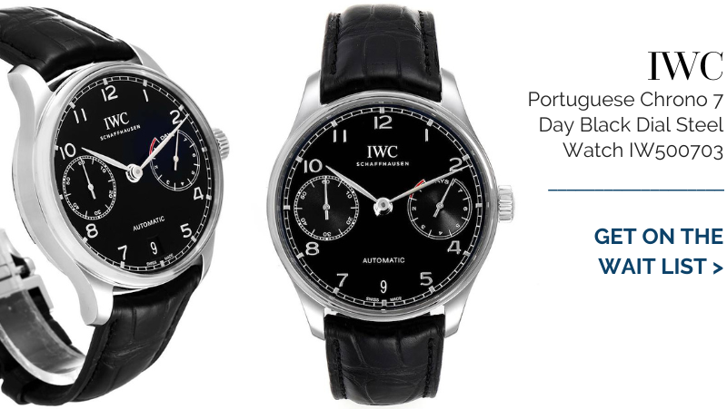 IWC Portuguese Chrono 7 Day Black Dial Steel Mens Watch IW500703