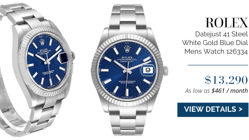 Rolex Datejust 41 Steel White Gold Blue Dial Mens Watch 126334 