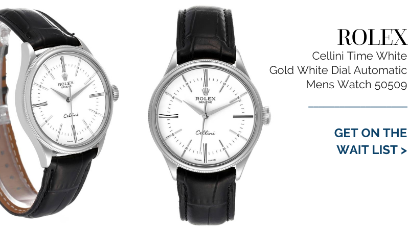 Rolex Cellini Time White Gold White Dial Automatic Mens Watch 50509