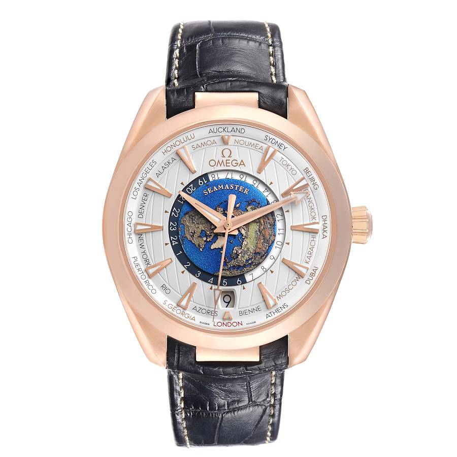Omega Aqua Terra 43 Worldtimer Rose Gold Mens Watch 220.53.43.22.02.001