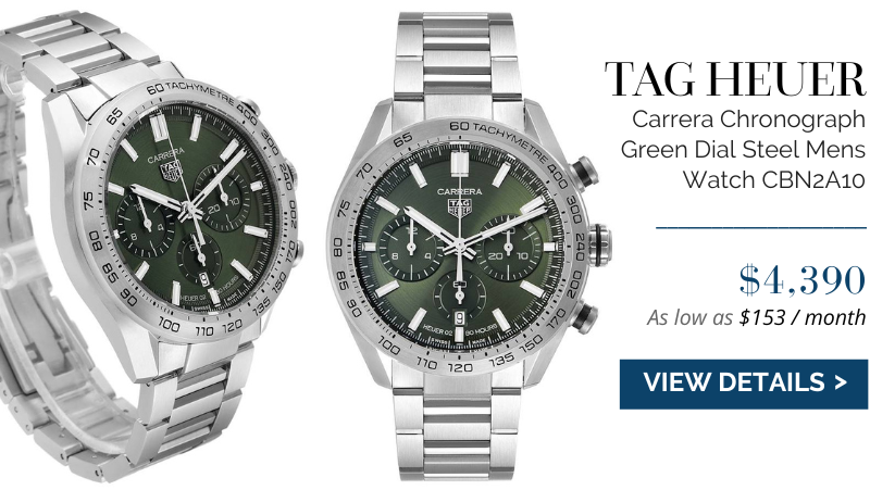 Tag Heuer Carrera Chronograph Green Dial Steel Mens Watch CBN2A10