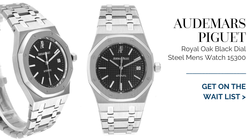Audemars Piguet Royal Oak Black Dial Steel Mens Watch 15300