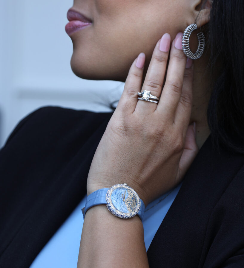 Patek Philippe Calatrava Haute Joaillerie White Gold Mother of Pearl Diamond Sapphire Ladies Watch 4899