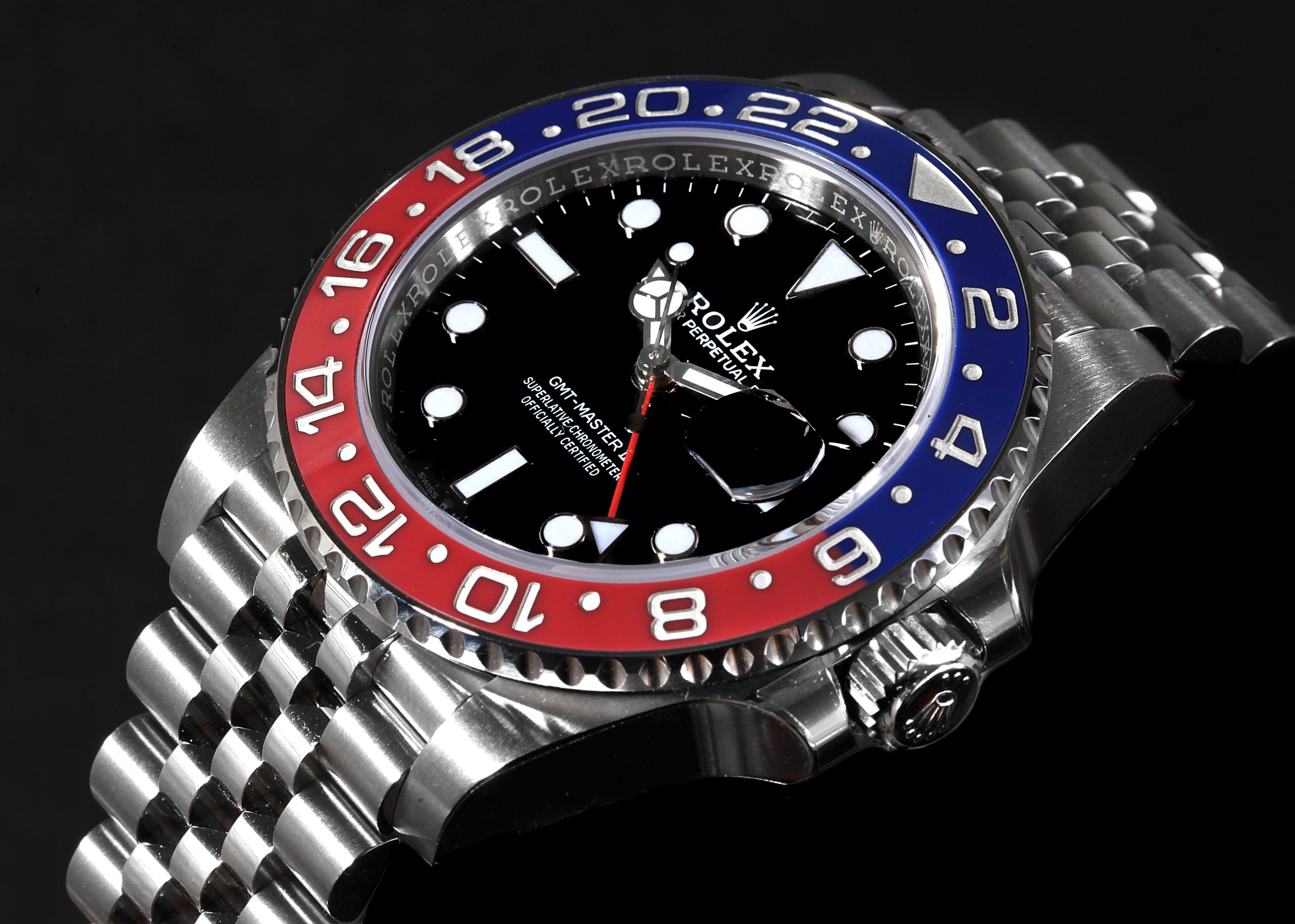 Rolex GMT Master II Pepsi Bezel Jubilee Steel Mens Watch 126710 BLRO