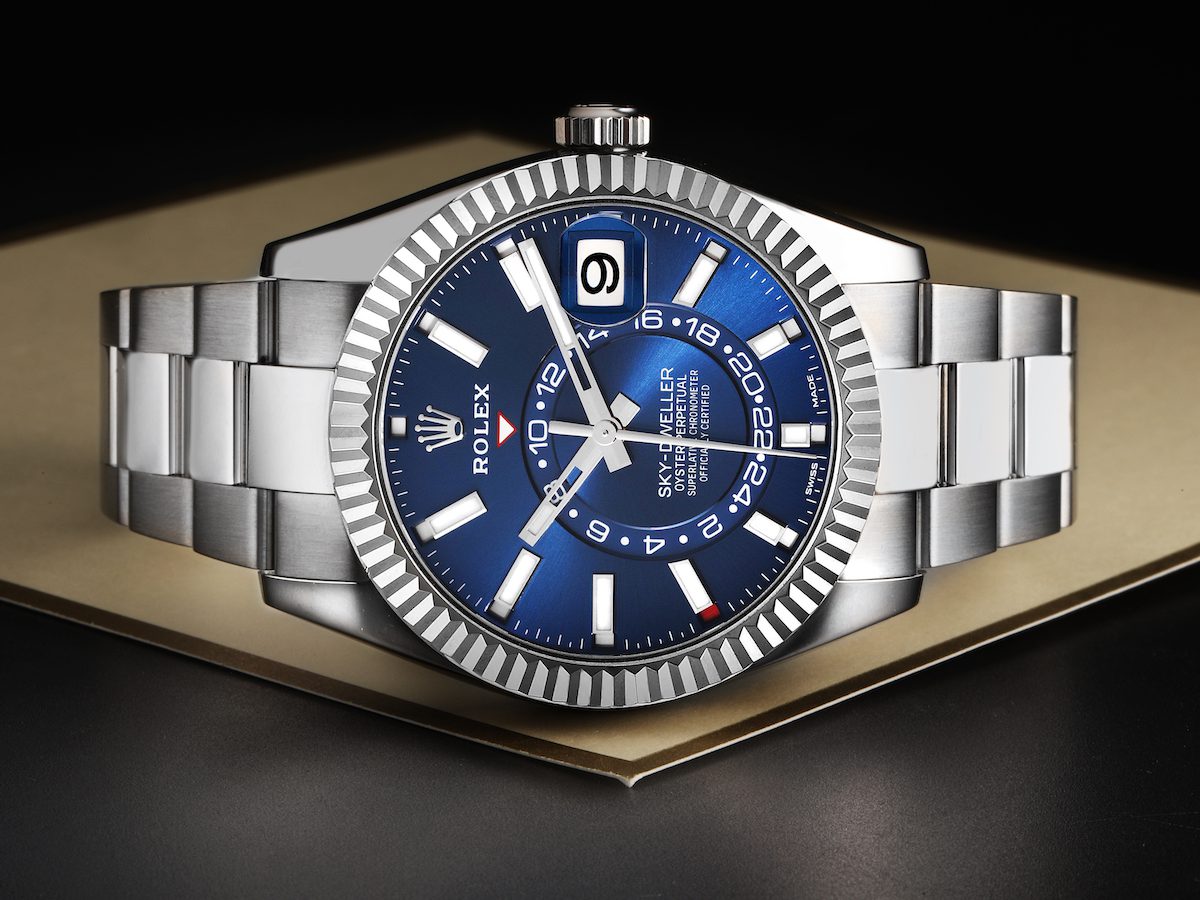 Rolex Sky-Dweller Blue Dial Steel White Gold Mens Watch 326934