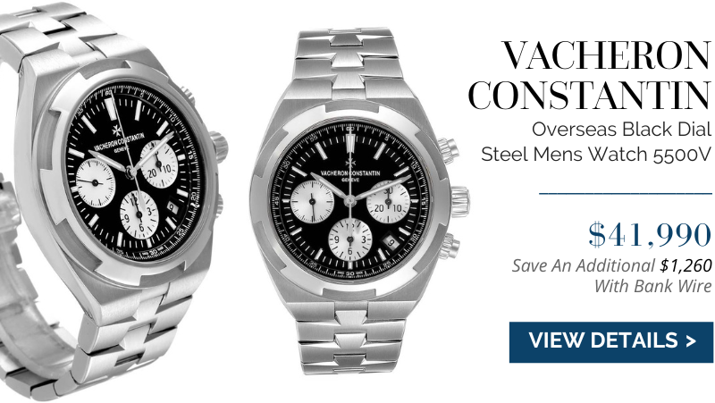 Vacheron Constantin Overseas Black Dial Chronograph Steel Mens Watch 5500V