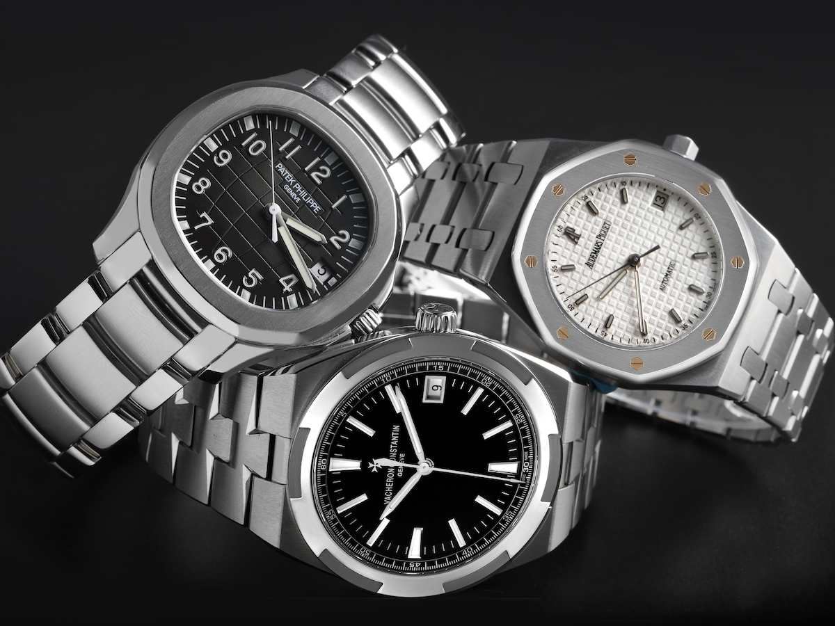 les trois plus grandes marques de montre : Patek Philippe, Vacheron Constantin, Audemars Piguet