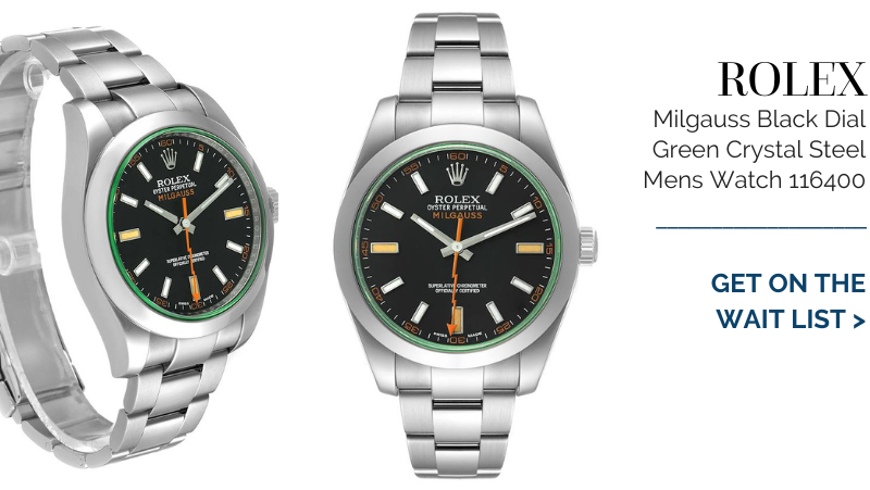 Rolex Milgauss Black Dial Green Crystal Steel Mens Watch 116400
